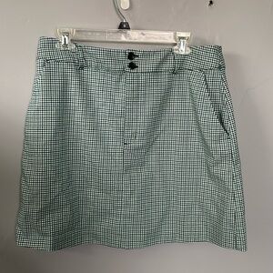 Banana Republic Houndstooth Mini Skirt – Green, Black & White, Lined, Size 12